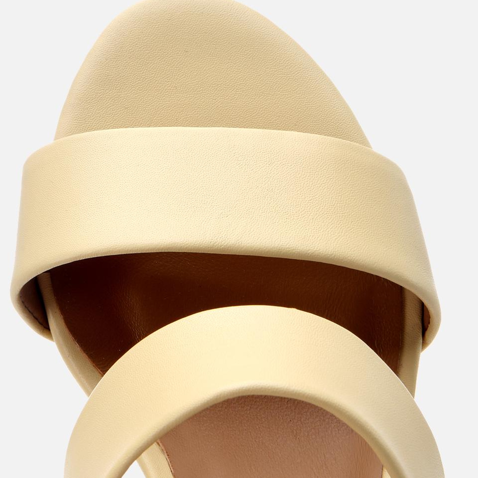 Kadın Deri Sarı Kalın Topuklu Terlik