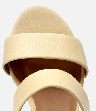  Kadın Deri Sarı Kalın Topuklu Terlik