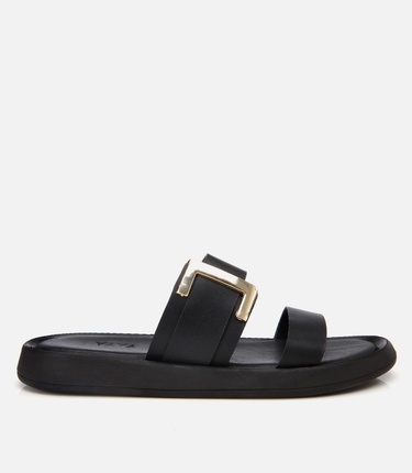  Kadın Siyah Yaya Tokalı Düz Terlik