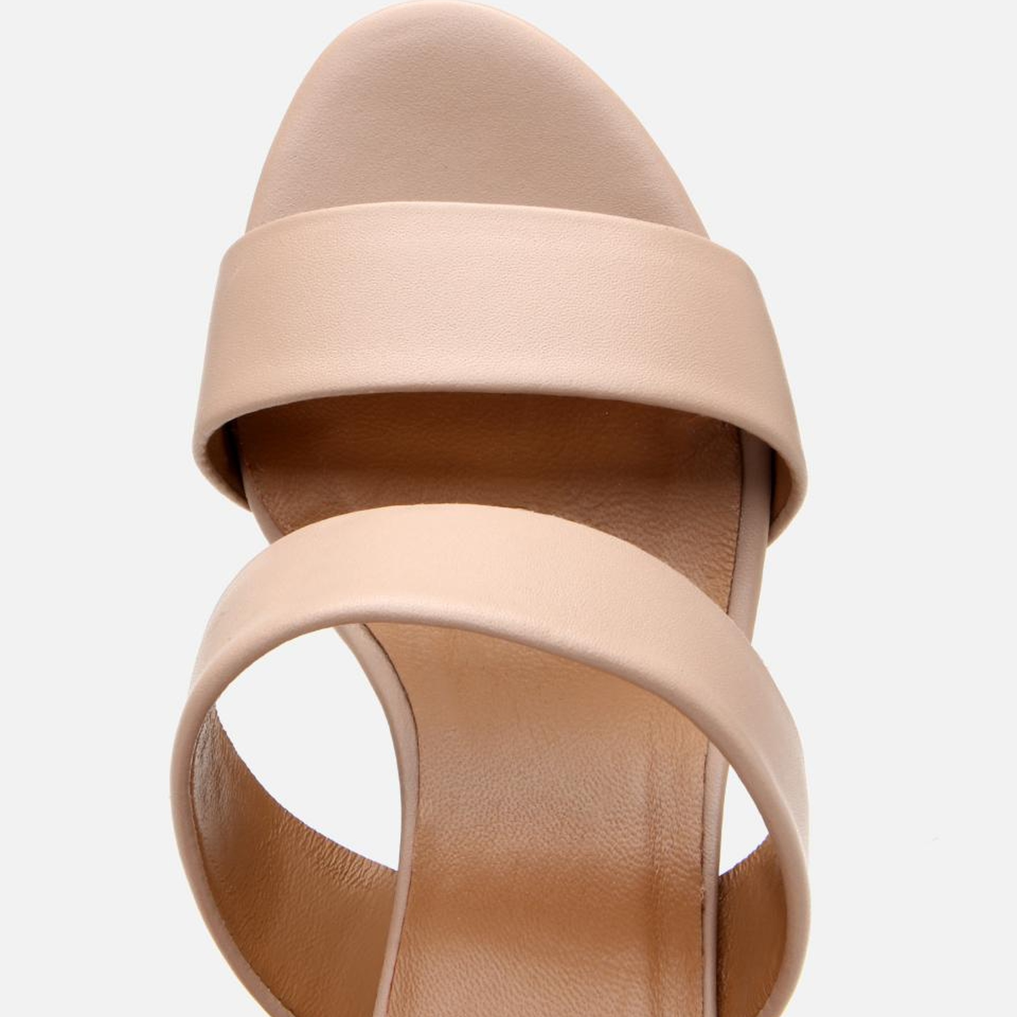 Kadın Deri Bej Kalın Topuklu Terlik