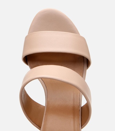  Kadın Deri Bej Kalın Topuklu Terlik