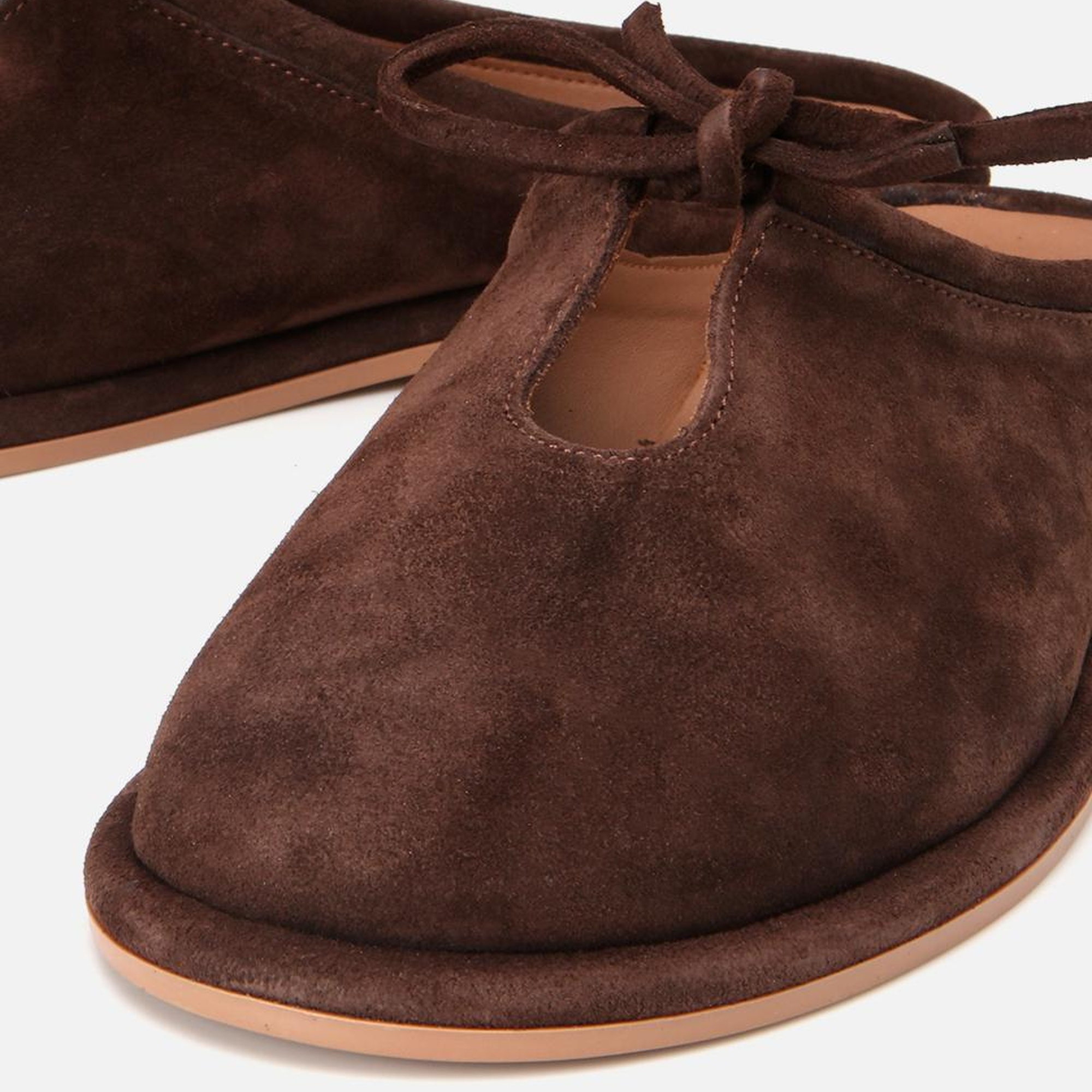 Kadın Süet Deri Kahverengi Düz Terlik