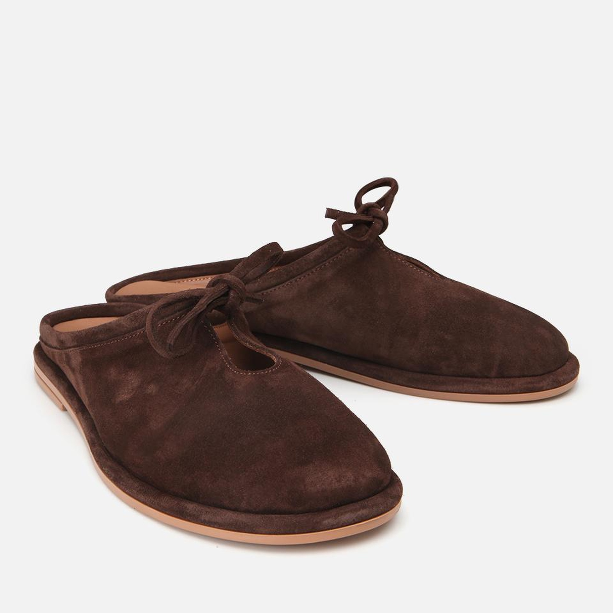 Kadın Süet Deri Kahverengi Düz Terlik