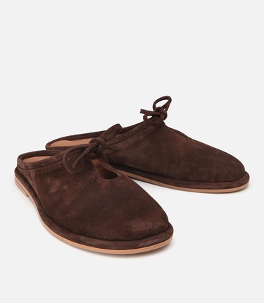  Kadın Süet Deri Kahverengi Düz Terlik