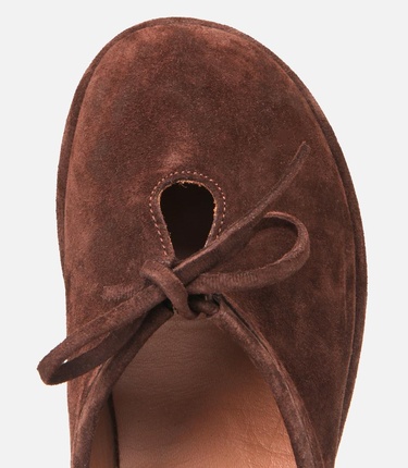  Kadın Süet Deri Kahverengi Düz Terlik