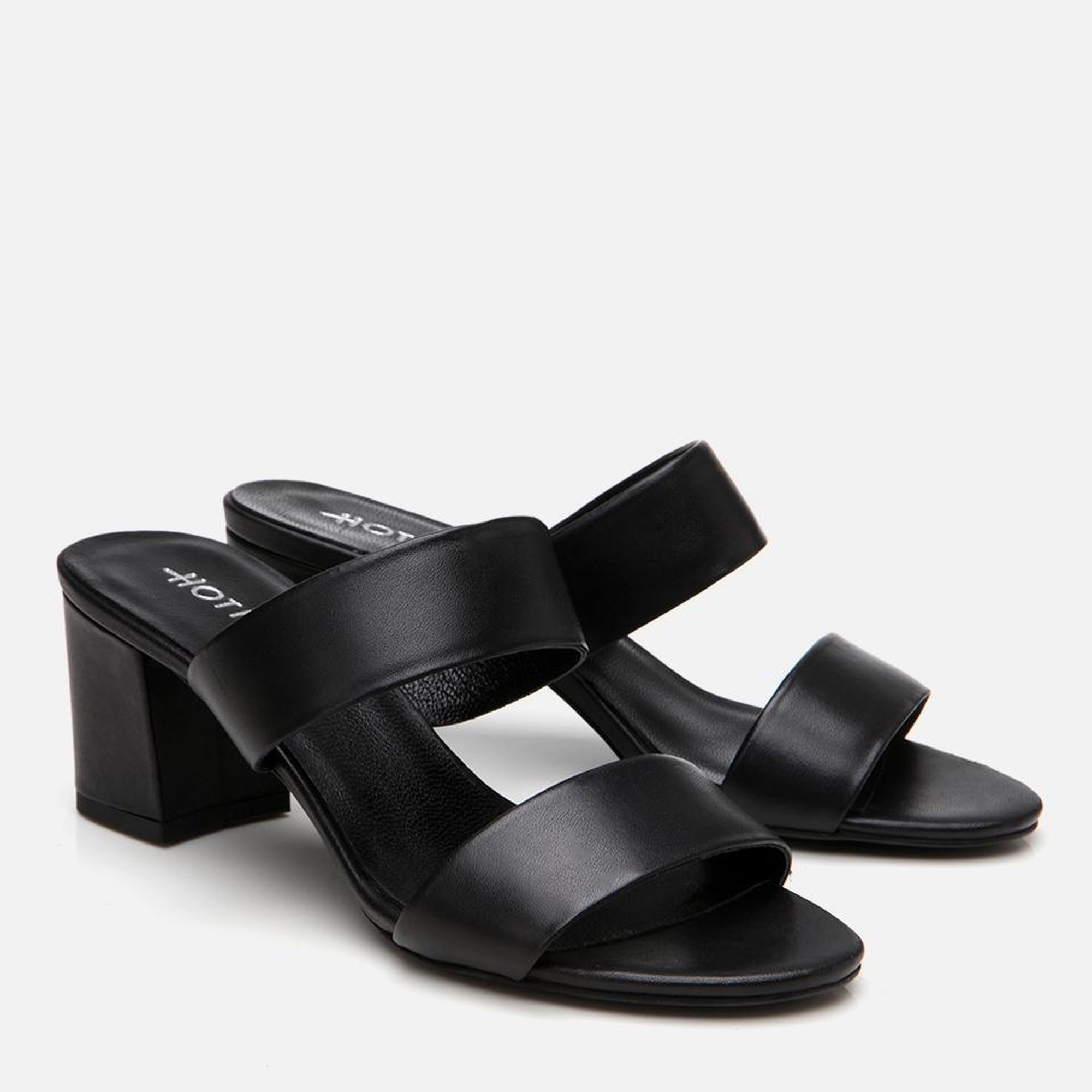 Kadın Deri Siyah Kalın Topuklu Terlik