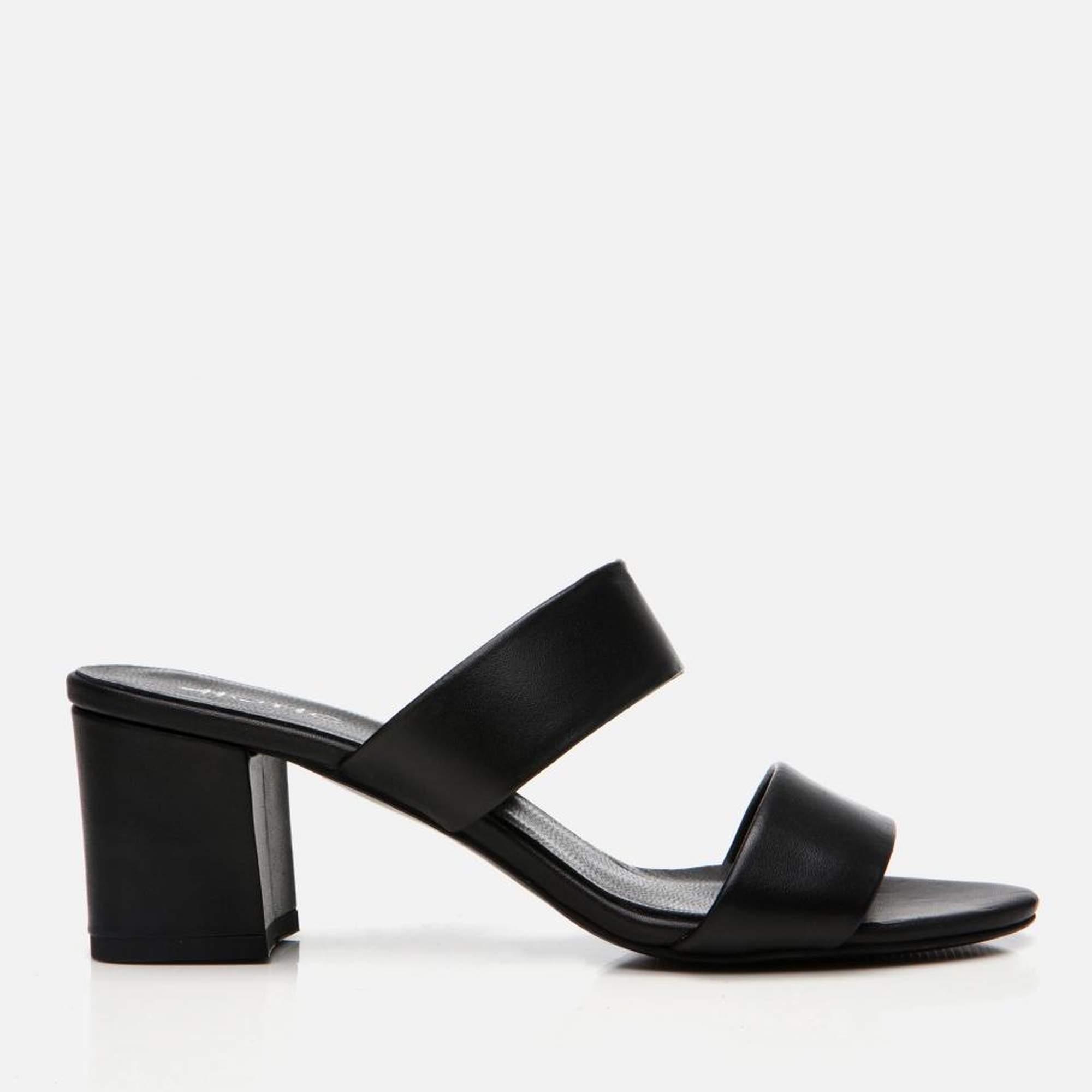 Kadın Deri Siyah Kalın Topuklu Terlik