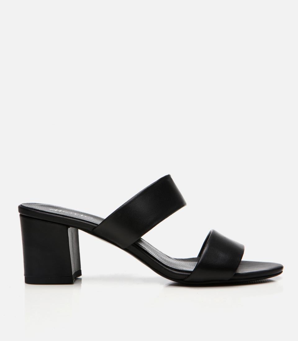  Kadın Deri Siyah Kalın Topuklu Terlik