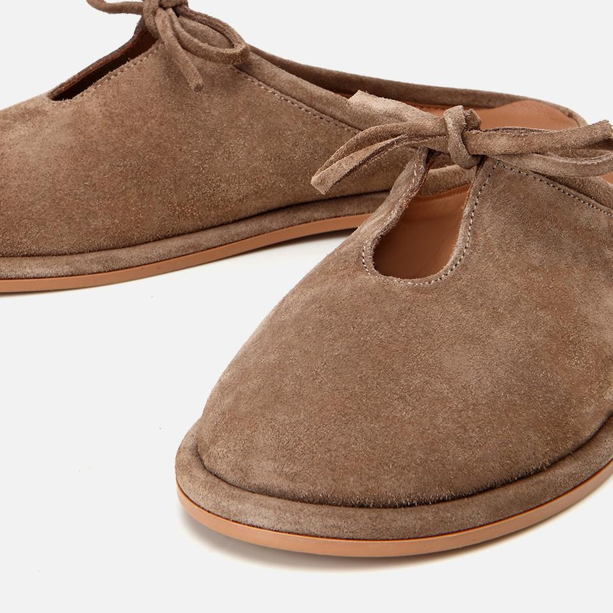 Kadın Süet Deri Bej Düz Terlik