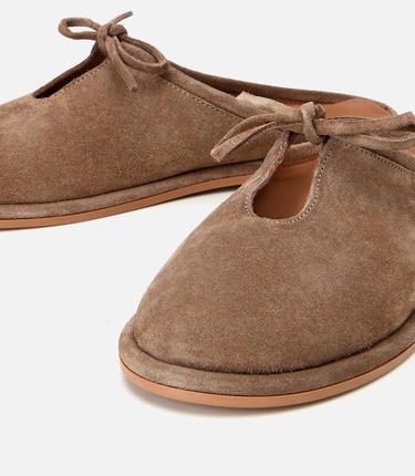  Kadın Süet Deri Bej Düz Terlik