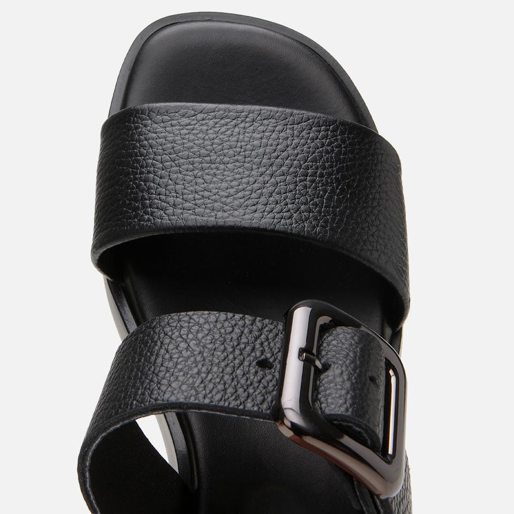 Kadın Deri Siyah Kemerli Topuklu Terlik