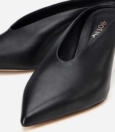  Kadın Deri Siyah Topuklu Terlik