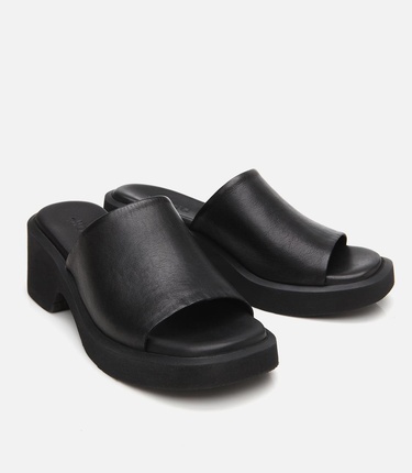  Kadın Deri Siyah Topuklu Terlik