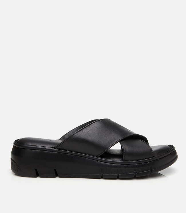  Kadın Deri Siyah Comfort Terlik