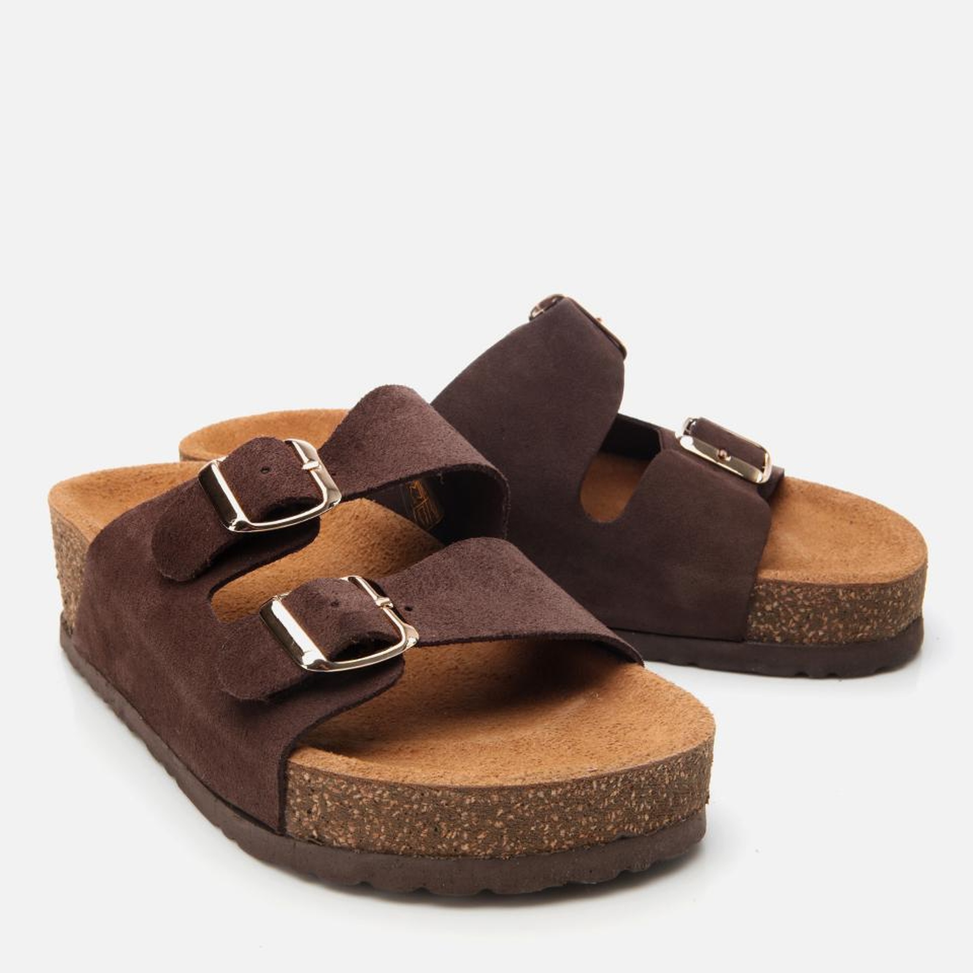 Kadın Süet Deri Kahverengi Ayarlanabilir Düz Terlik