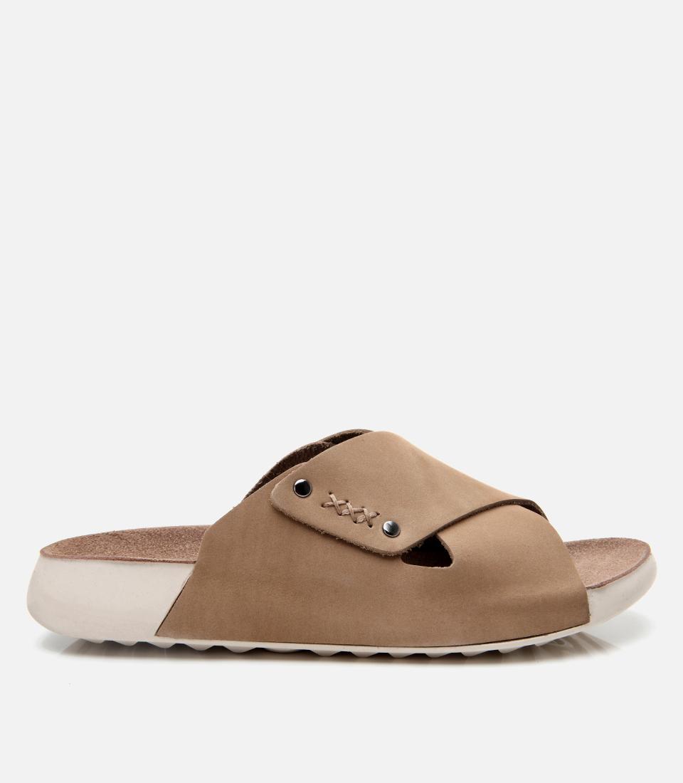  Kadın Nubuk Deri Bej Düz Terlik