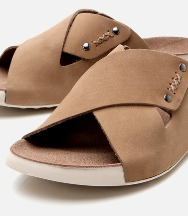  Kadın Nubuk Deri Bej Düz Terlik