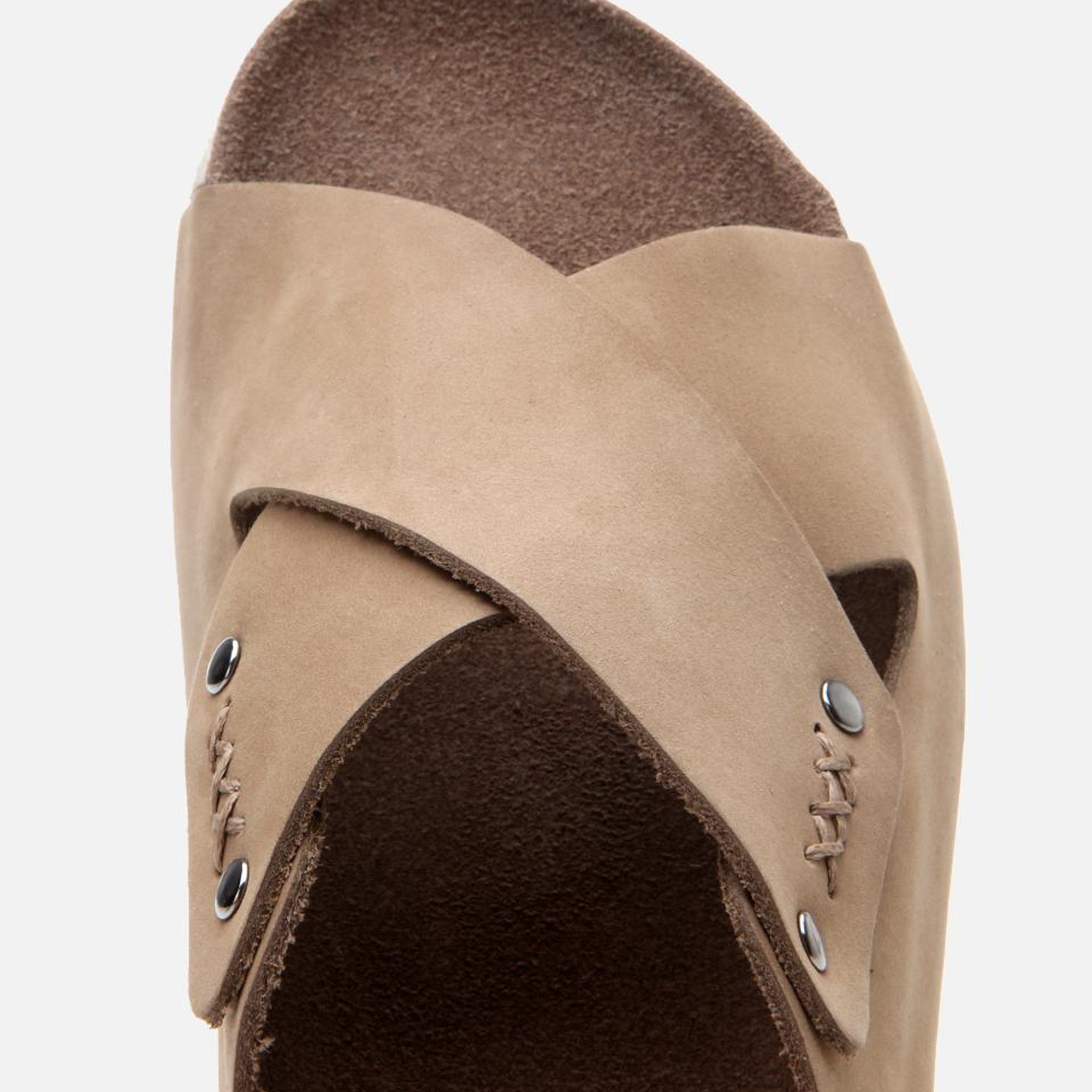 Kadın Nubuk Deri Bej Düz Terlik