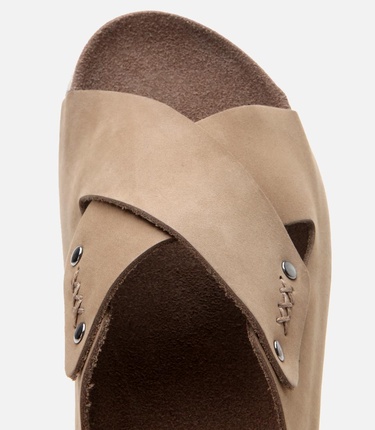  Kadın Nubuk Deri Bej Düz Terlik