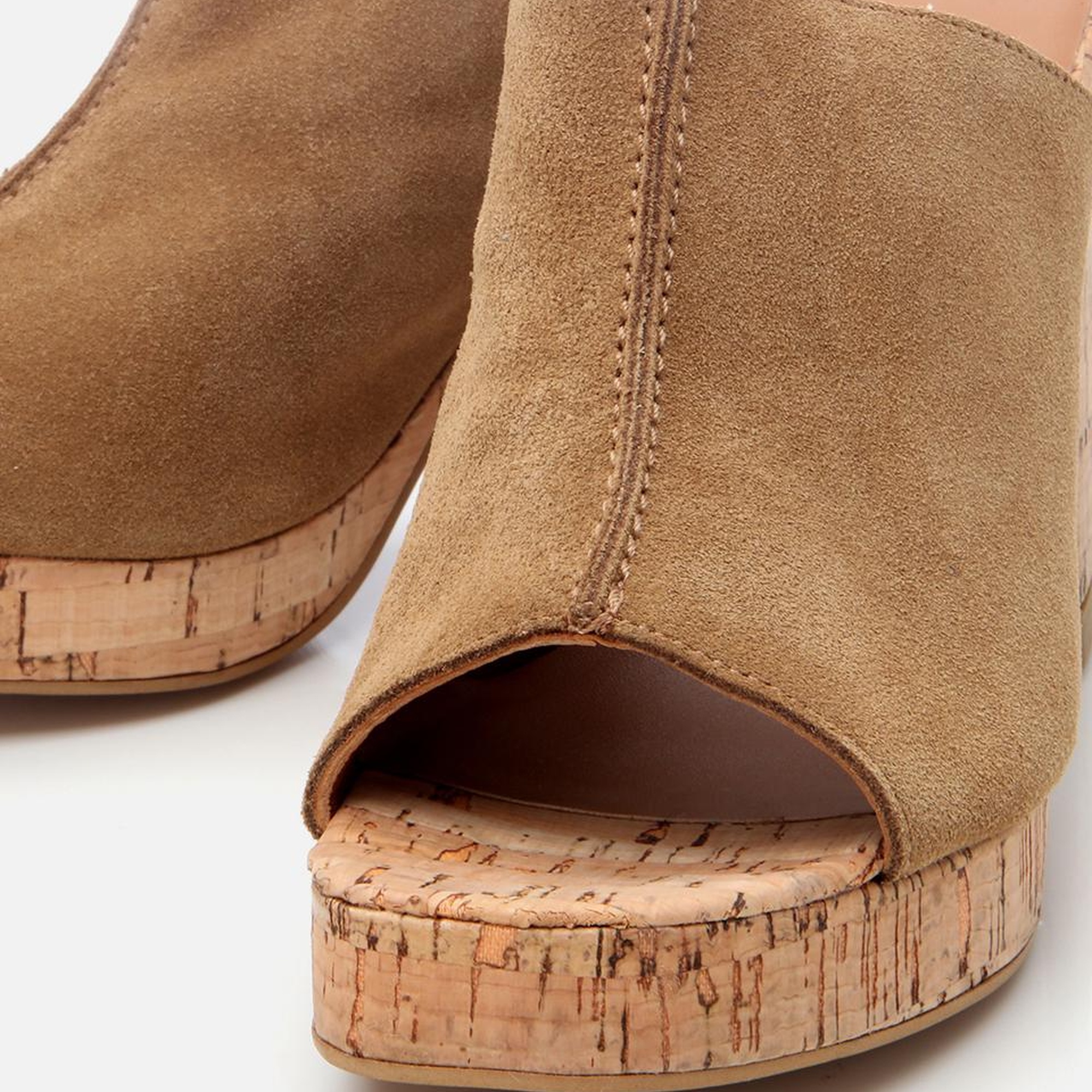 Kadın Deri Taba Kalın Topuklu Terlik