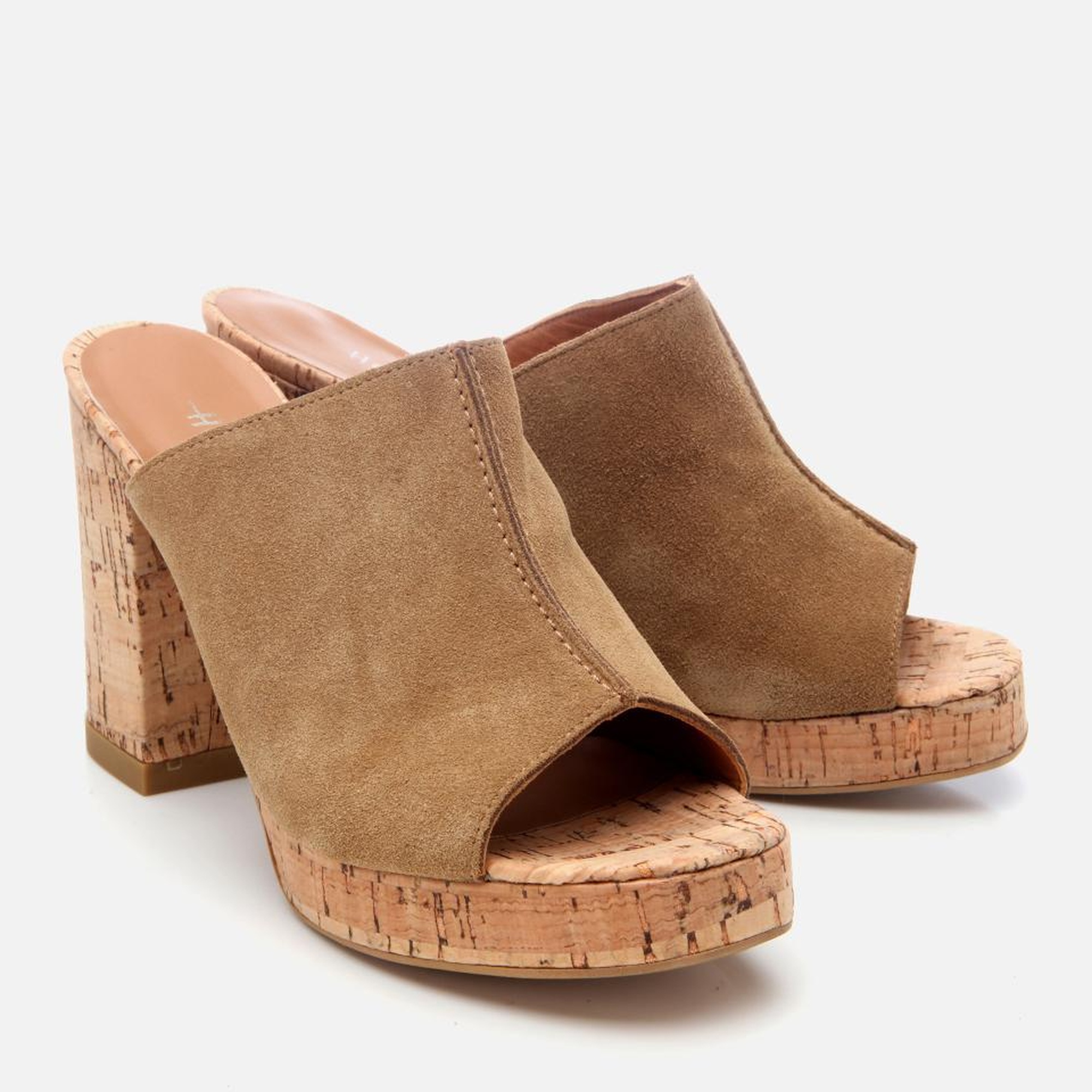 Kadın Deri Taba Kalın Topuklu Terlik