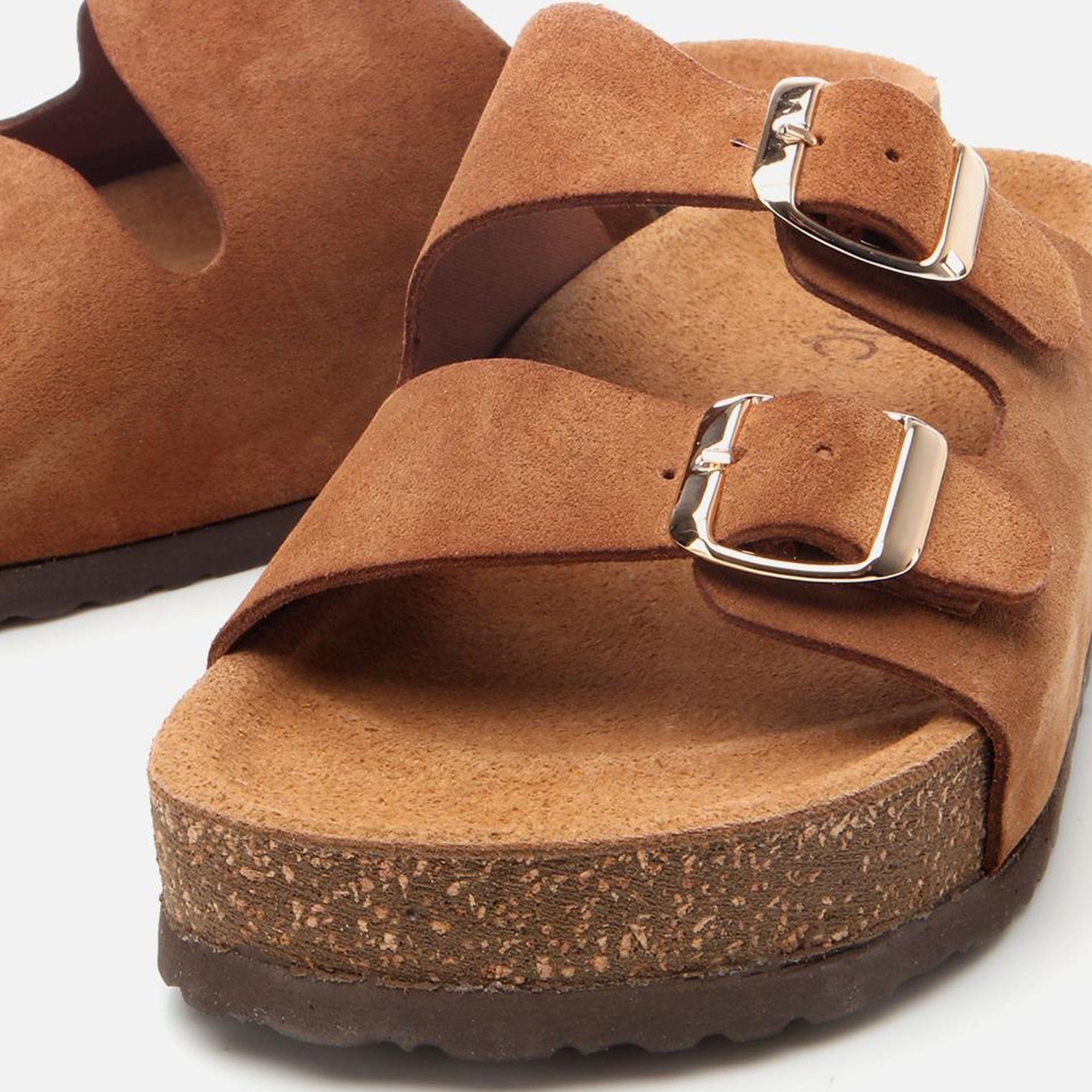 Kadın Süet Deri Taba Ayarlanabilir Düz Terlik