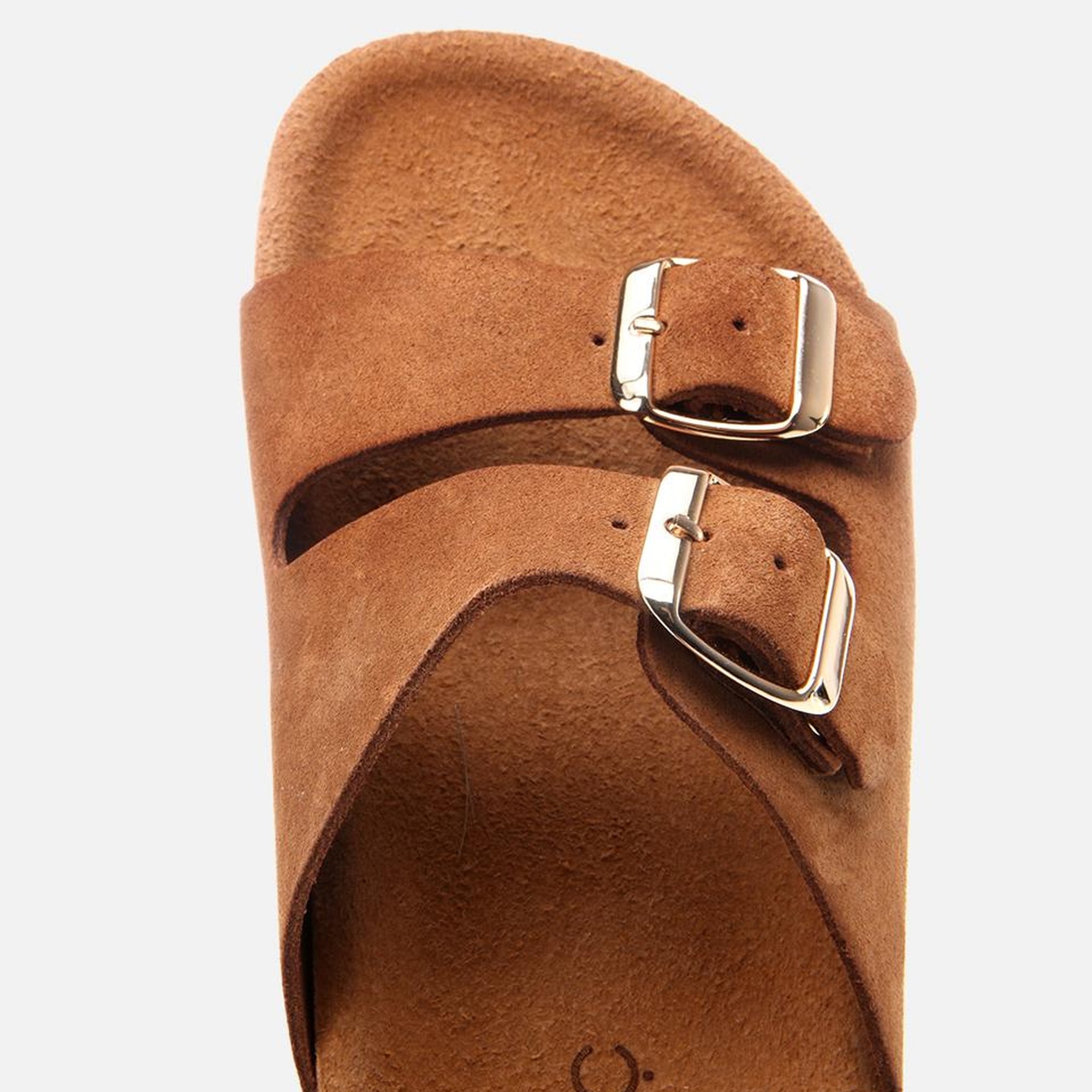 Kadın Süet Deri Taba Ayarlanabilir Düz Terlik