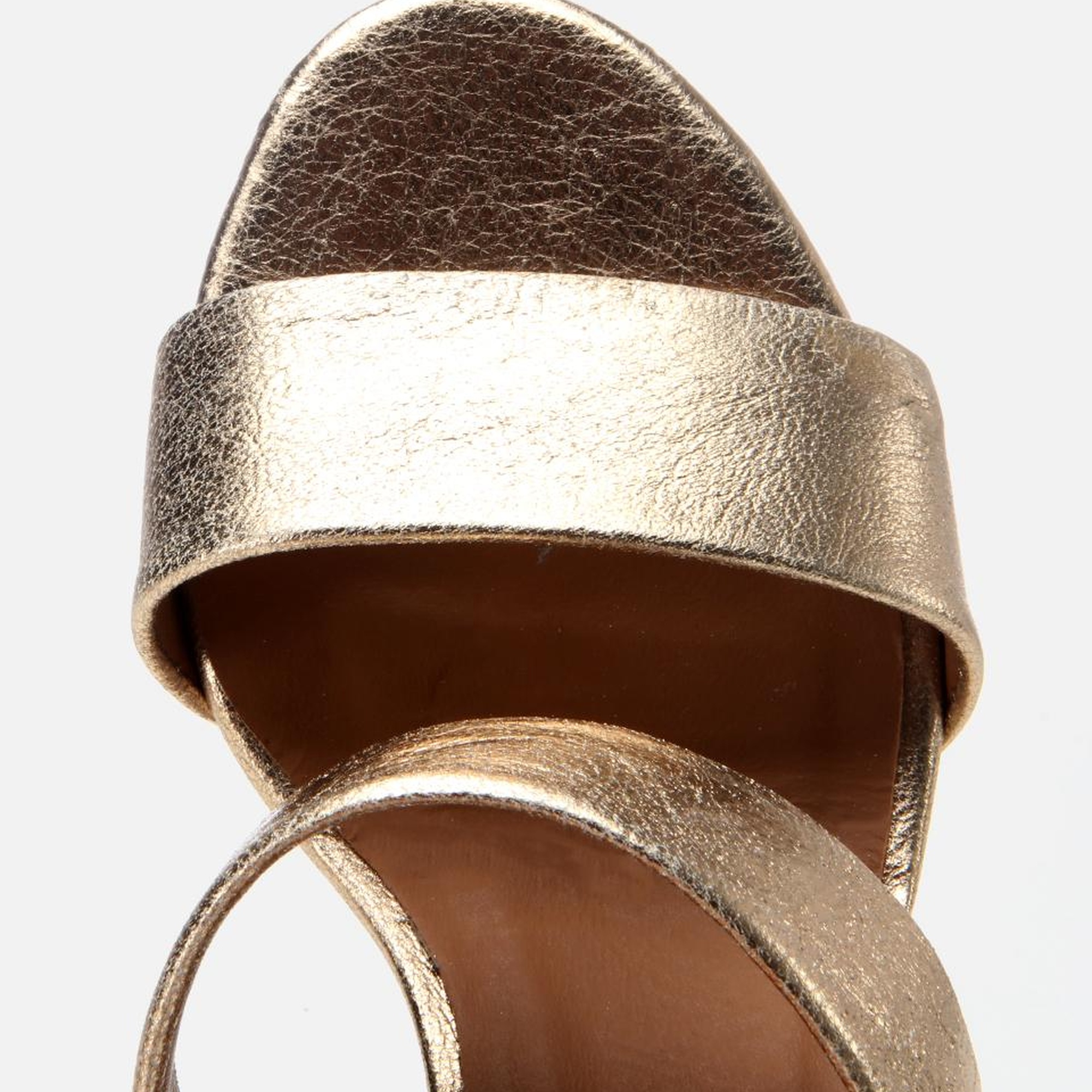 Kadın Deri Gold Kalın Topuklu Terlik