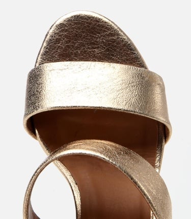  Kadın Deri Gold Kalın Topuklu Terlik