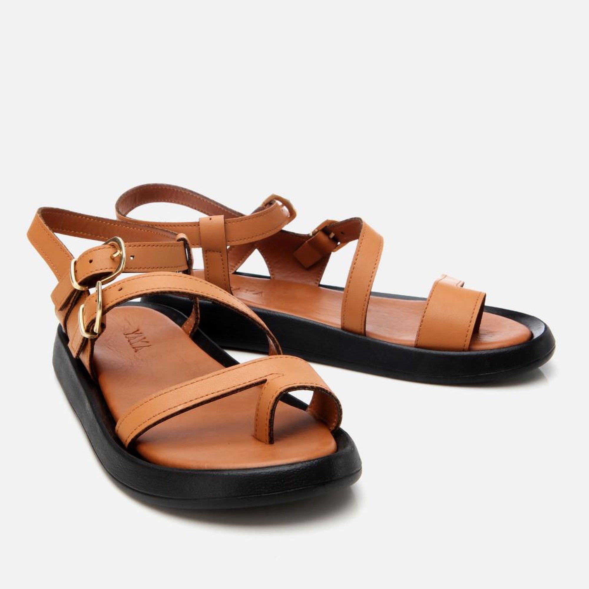 Kadın Taba Yaya Ayarlanabilir Kemerli Düz Sandalet