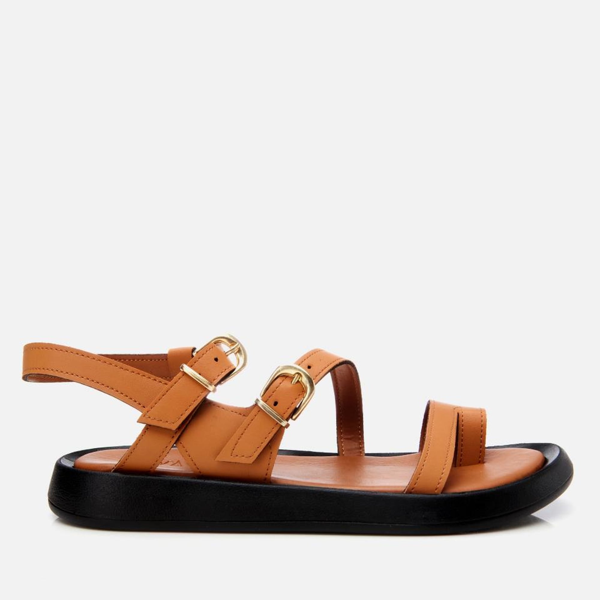 Kadın Taba Yaya Ayarlanabilir Kemerli Düz Sandalet