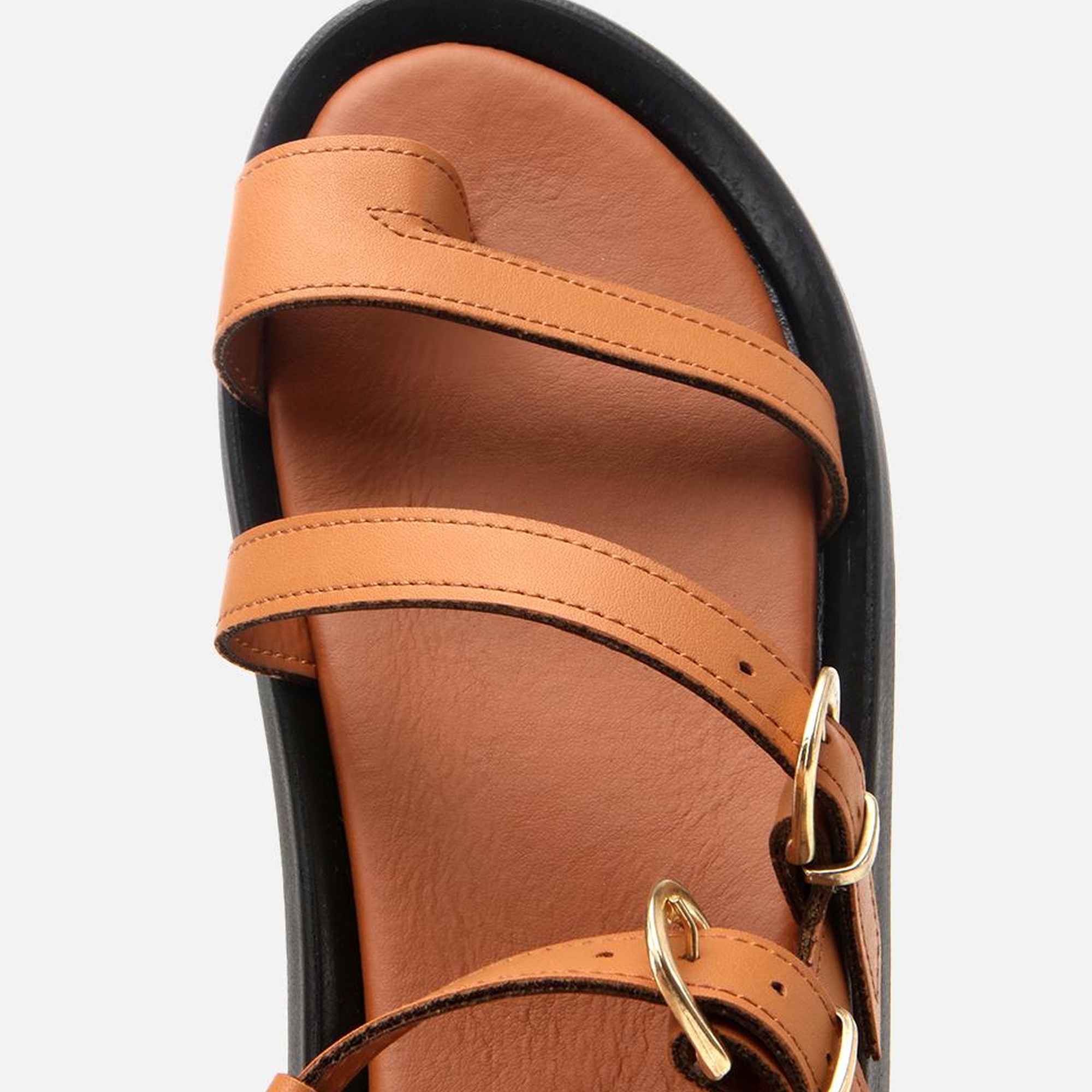 Kadın Taba Yaya Ayarlanabilir Kemerli Düz Sandalet