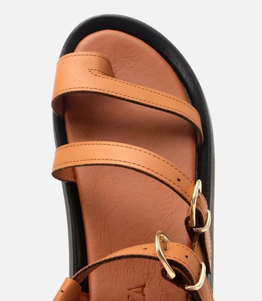  Kadın Taba Yaya Ayarlanabilir Kemerli Düz Sandalet