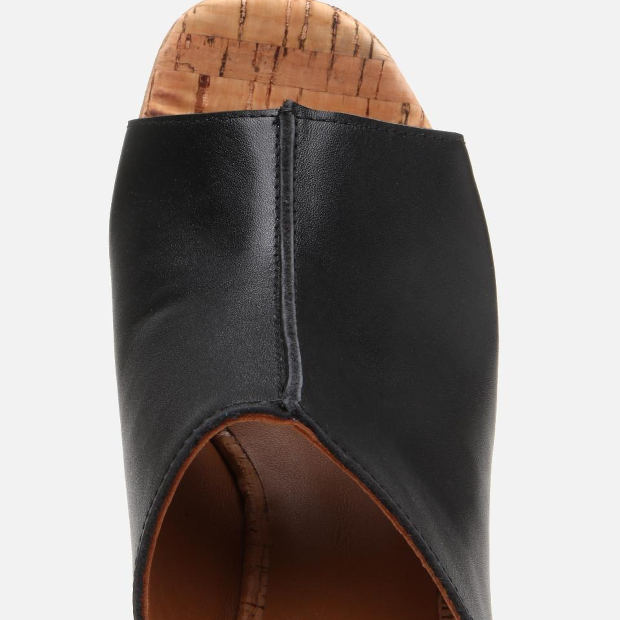 Kadın Deri Siyah Kalın Topuklu Terlik