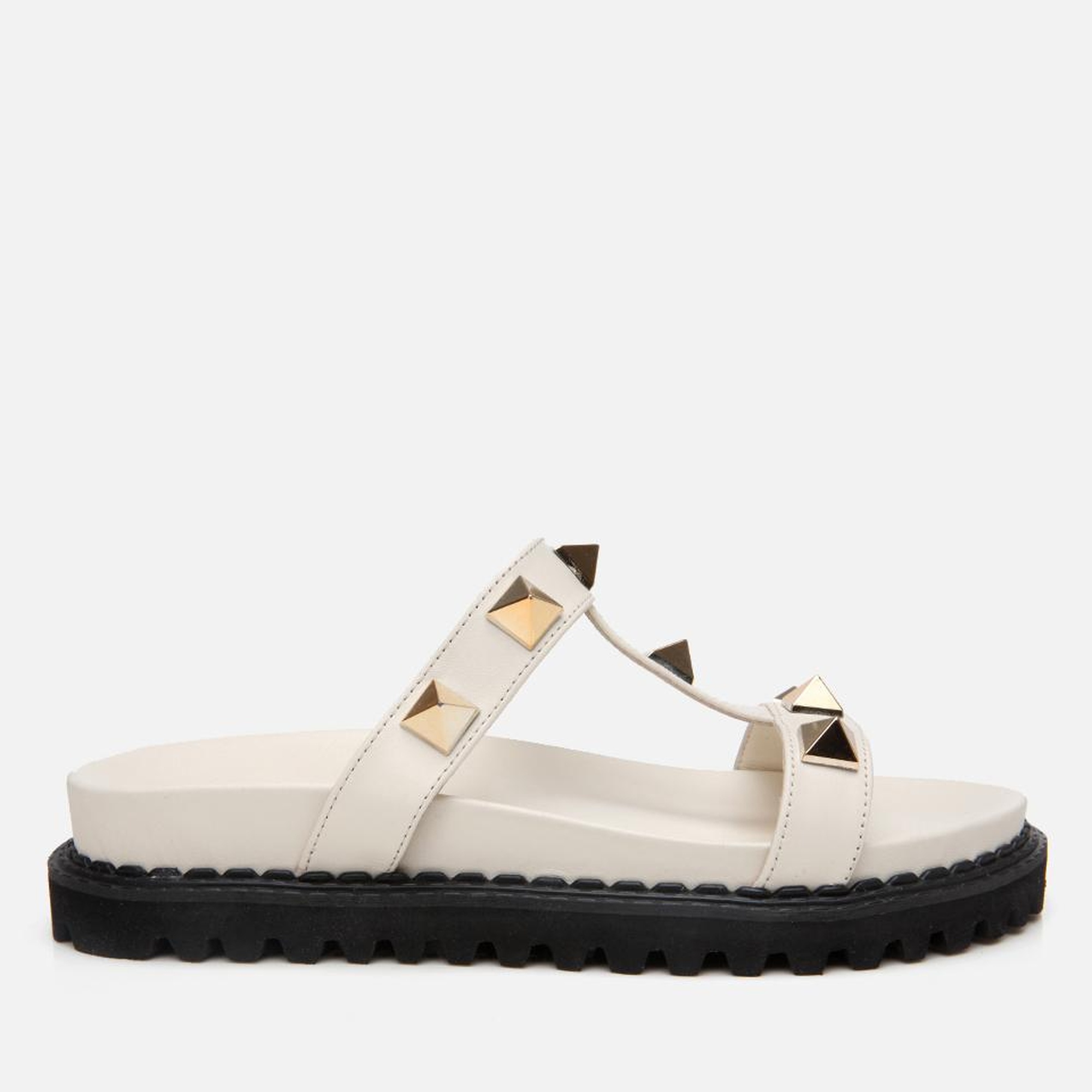 Kadın Deri Ekru Taşlı Terlik