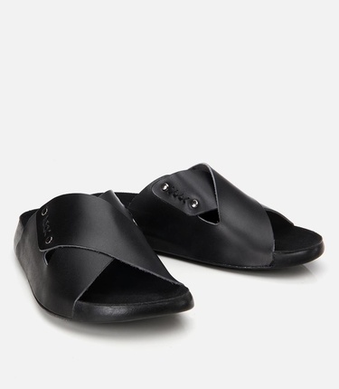  Kadın Deri Siyah Düz Terlik