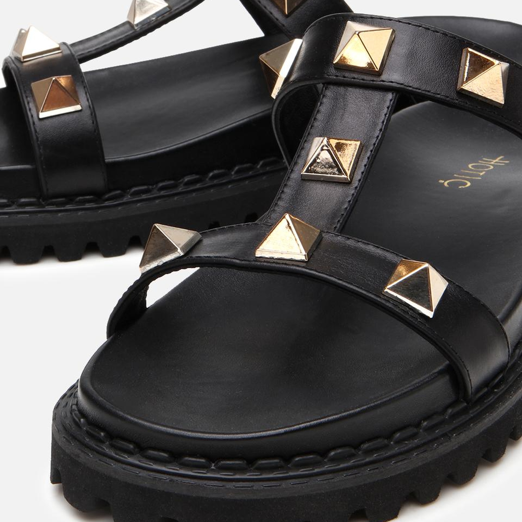 Kadın Deri Siyah Taşlı Terlik