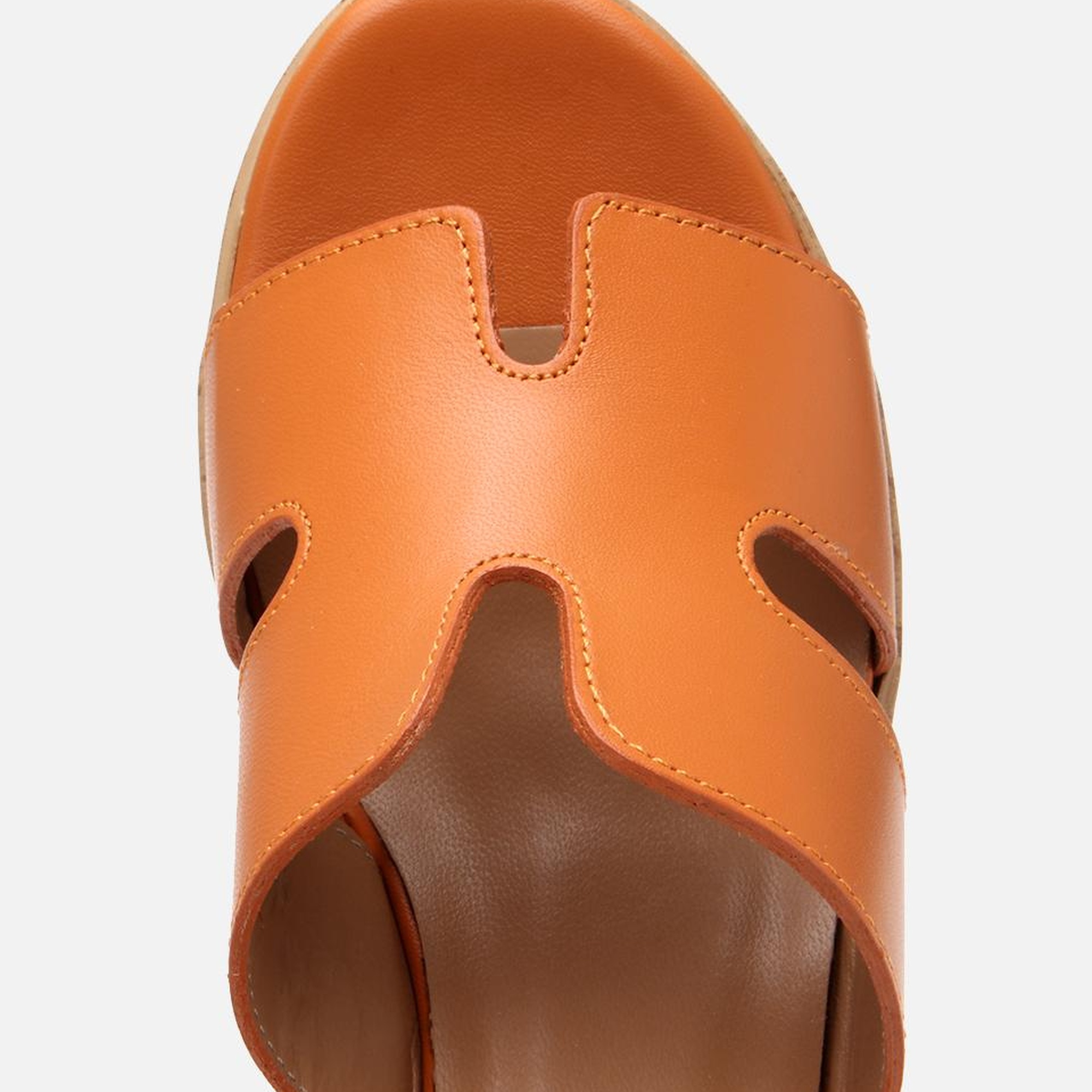 Kadın Deri Turuncu Taşlı Topuklu Terlik