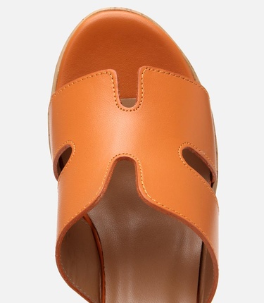  Kadın Deri Turuncu Taşlı Topuklu Terlik