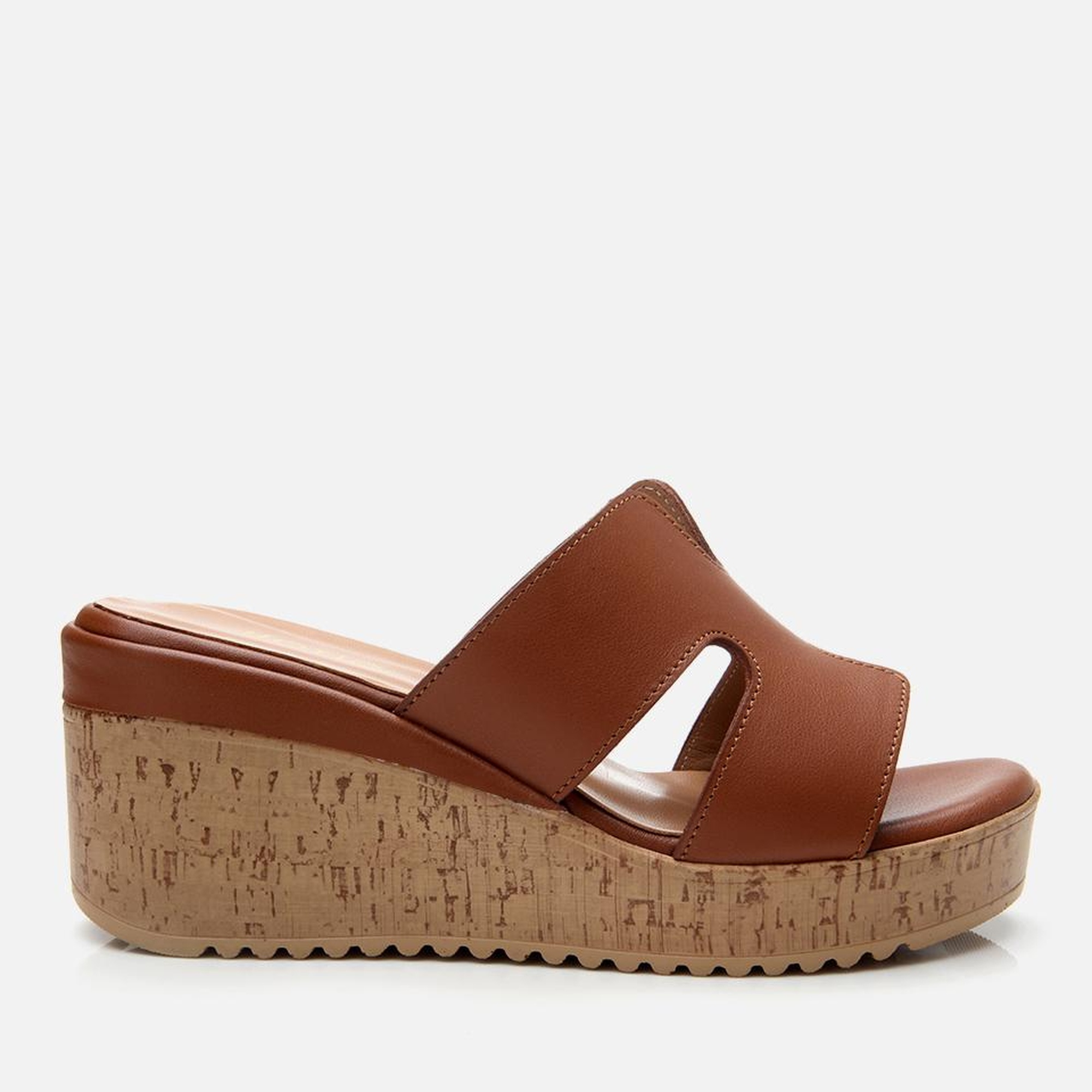 Kadın Deri Taba Dolgu Topuklu Terlik