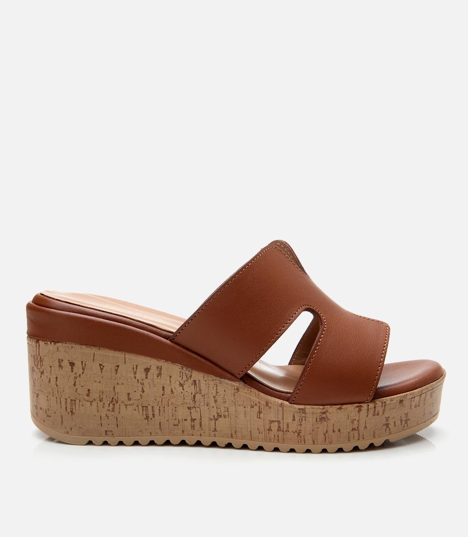  Kadın Deri Taba Dolgu Topuklu Terlik