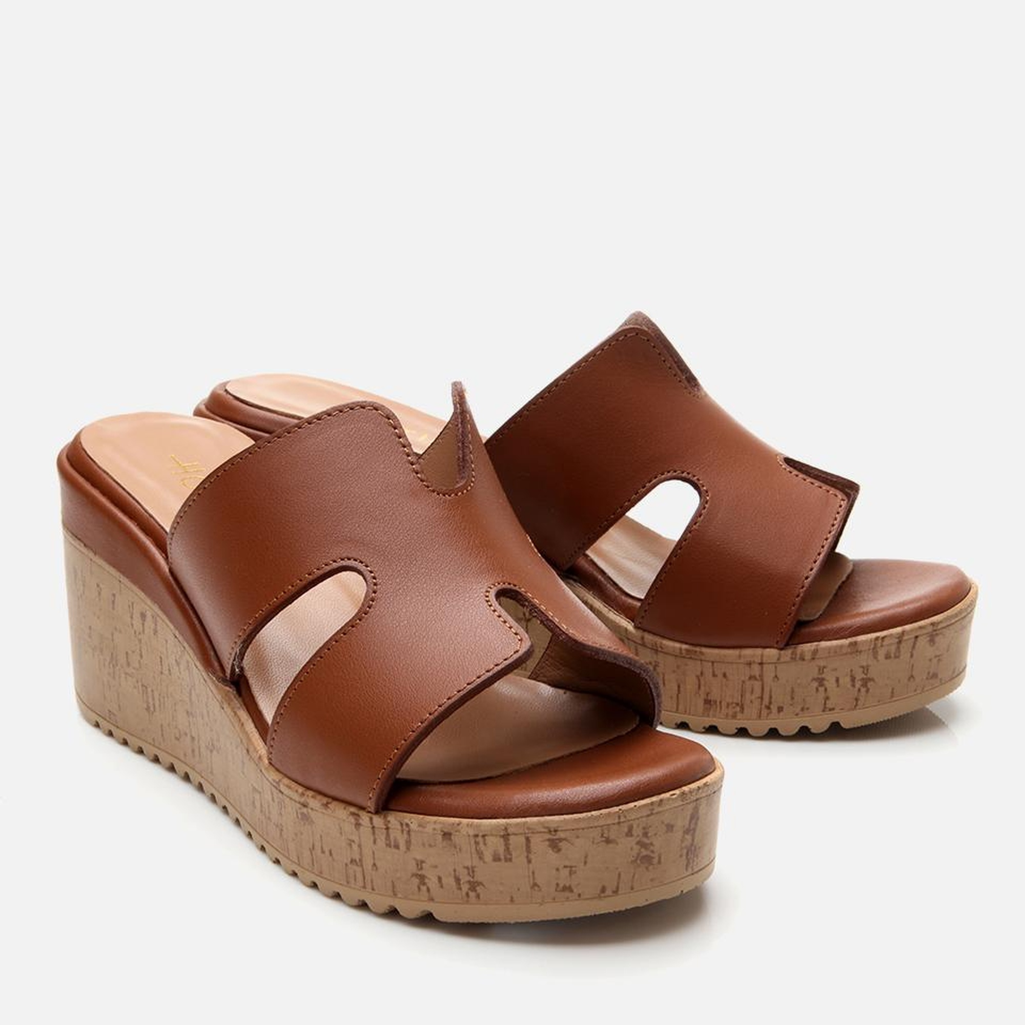 Kadın Deri Taba Dolgu Topuklu Terlik