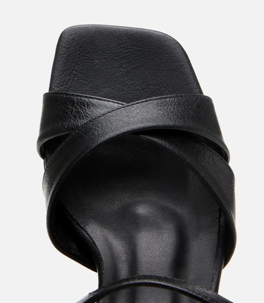  Kadın Rugan Siyah Abiye Kalın Topuklu Sandalet