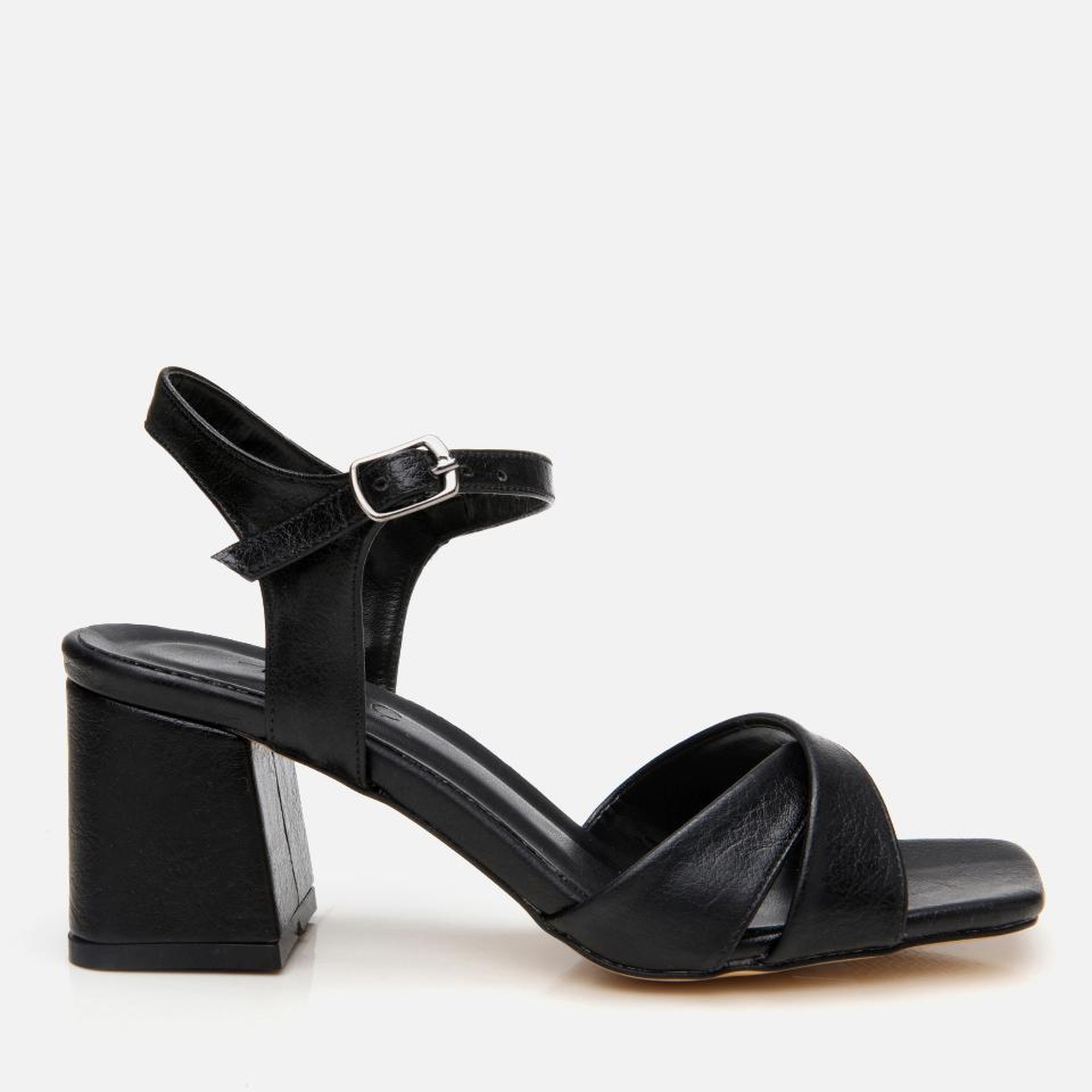 Kadın Rugan Siyah Abiye Kalın Topuklu Sandalet