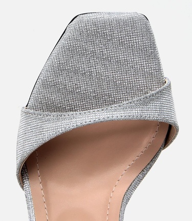  Kadın Lame Simli Topuklu Sandalet