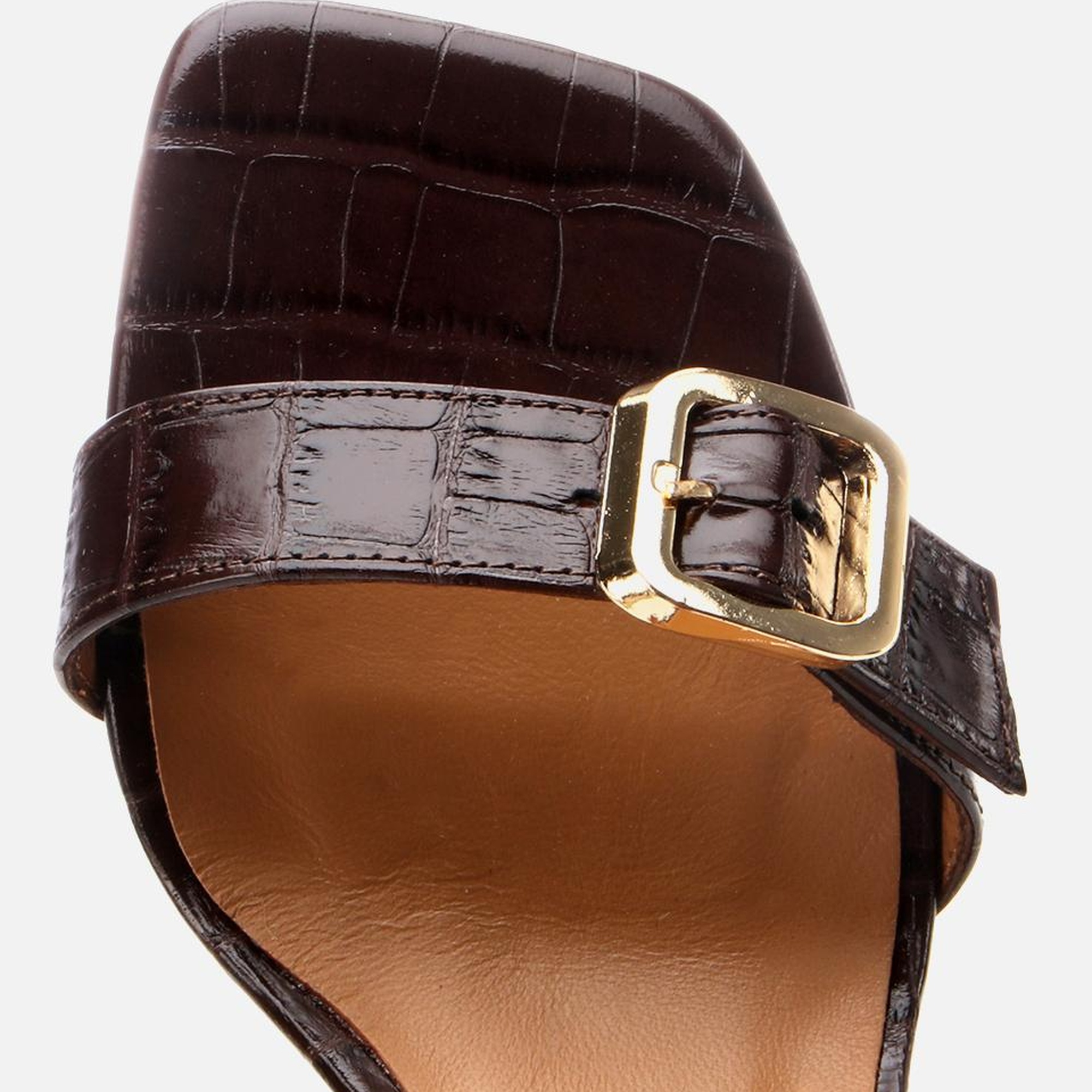 Kadın Deri Kahverengi Kemerli Topuklu Sandalet