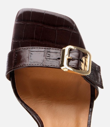  Kadın Deri Kahverengi Kemerli Topuklu Sandalet