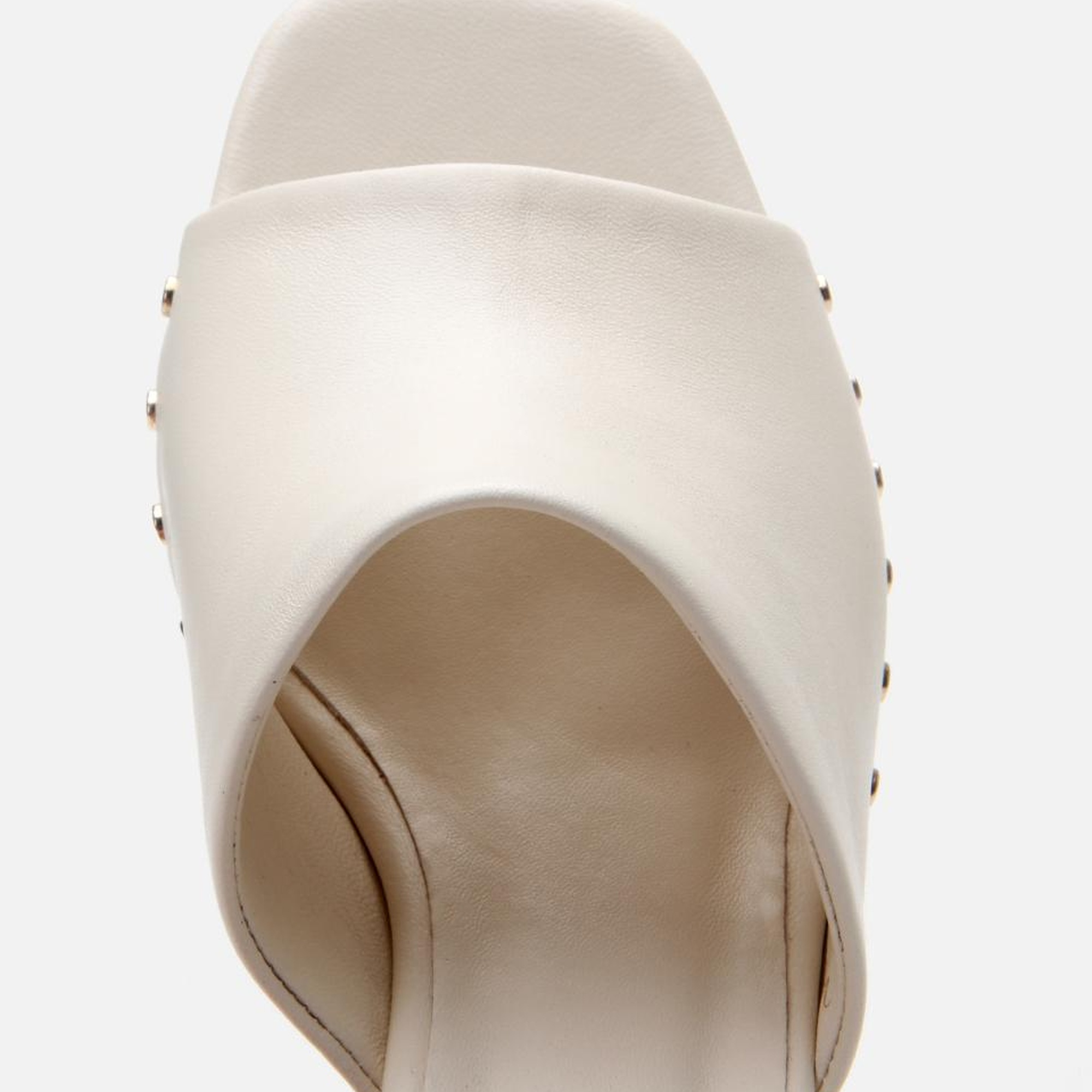 Kadın Deri Ekru Topuklu Terlik