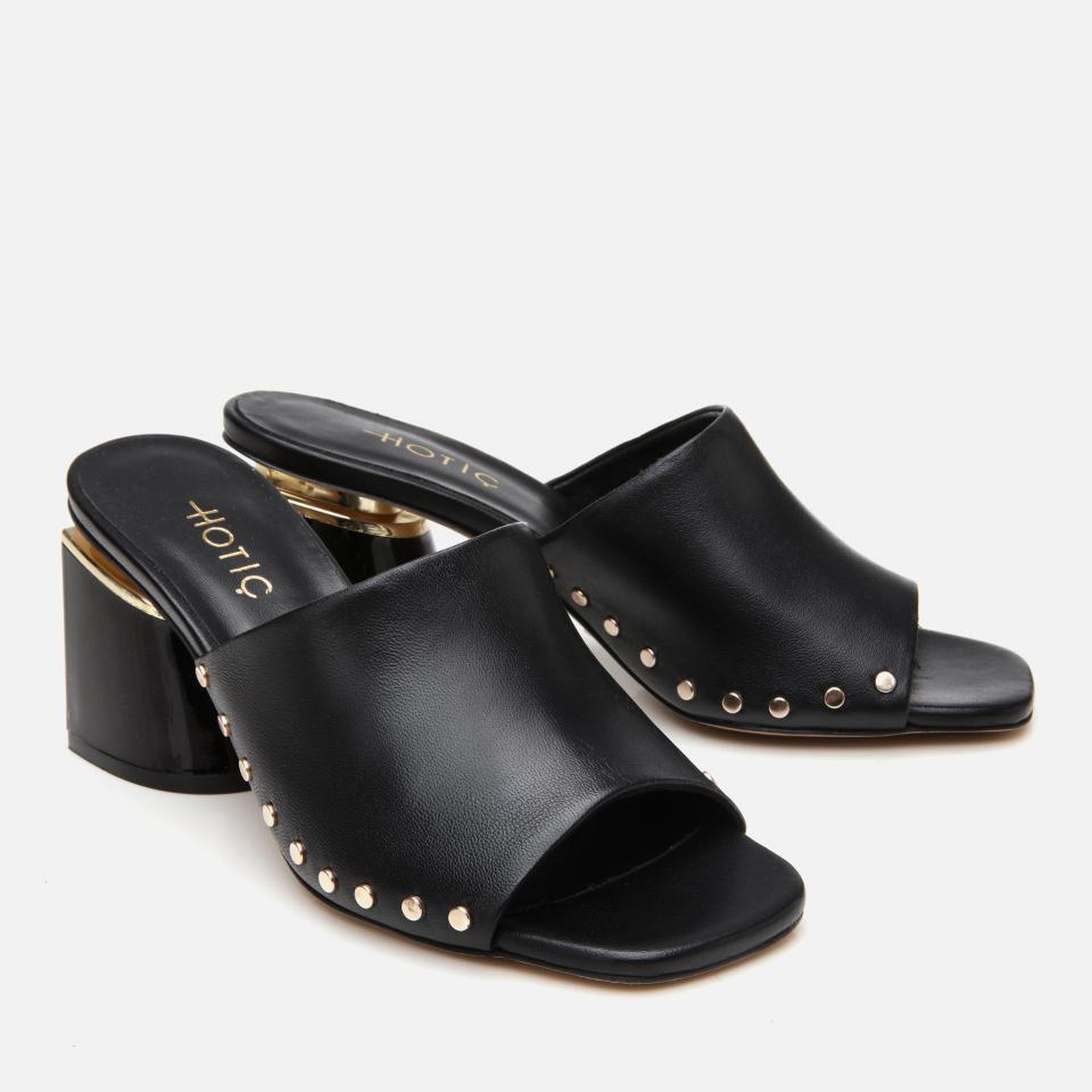 Kadın Deri Siyah Topuklu Terlik