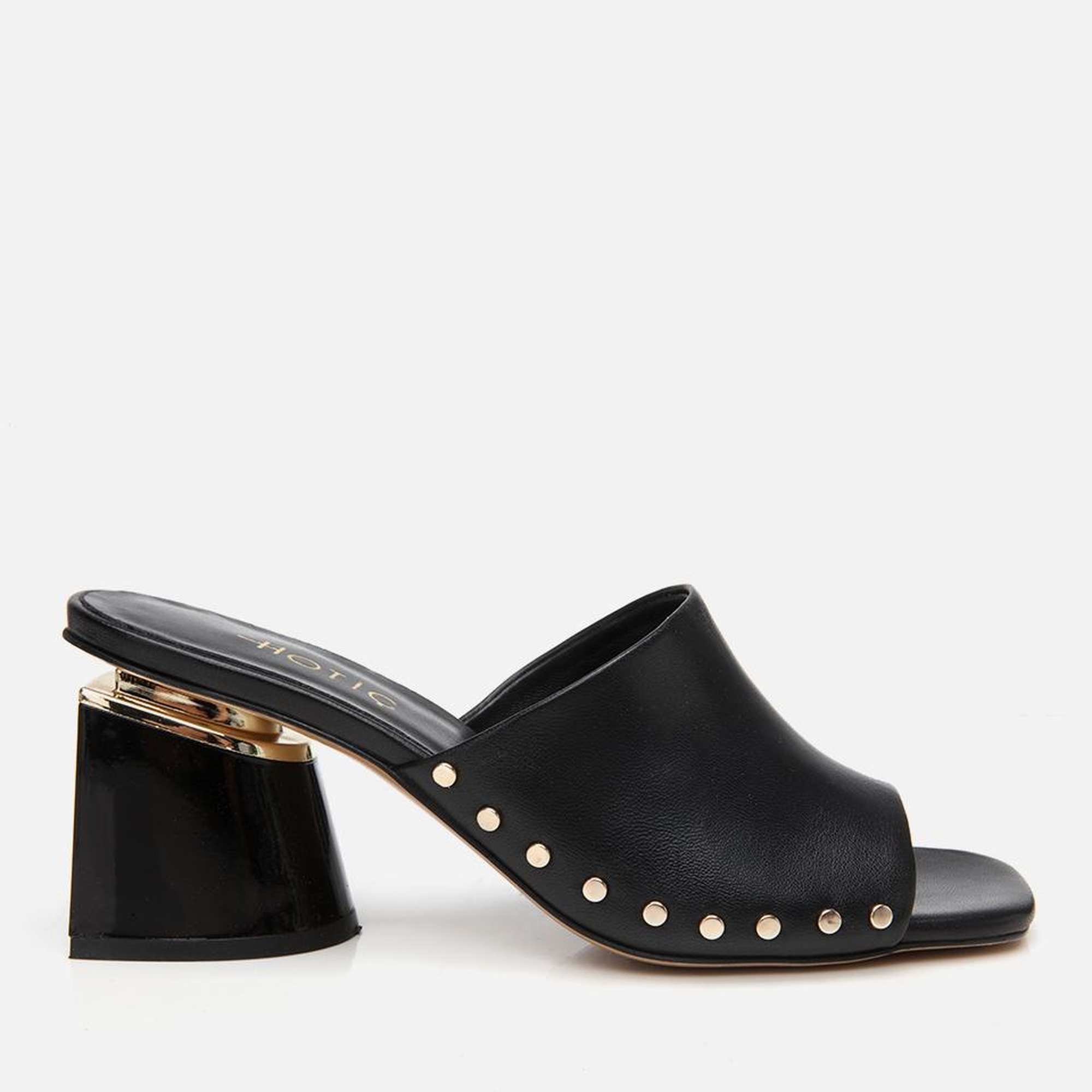 Kadın Deri Siyah Topuklu Terlik